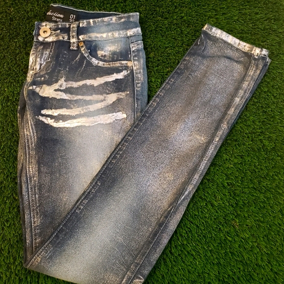 Metallic Distressed Style Jeans (Women's Size 1) - Picture 1 of 4